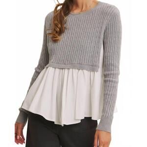 NEW IN FEBRUARY sadie cable knit peplum top in grey